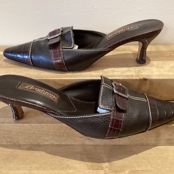 Brighton “Precia” Rich Brown Leather Mule Slides Size 8 - Picture 4 of 6